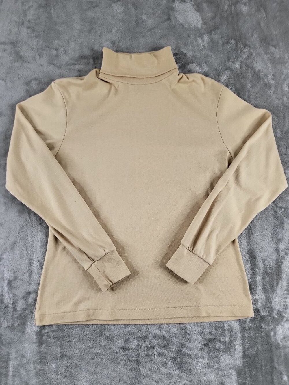 Vintage Lands’ End Cream Turtleneck Long Sleeve Cotton Blend Top L Made USA